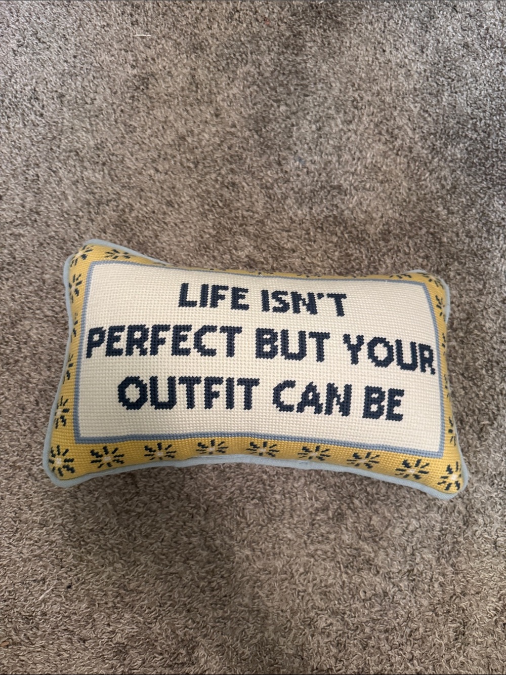 Marshalls Yellow and Navy Accent Pillow with Text